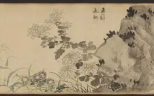 Cvijeće raspoređeno po sezonama s pratećim pjesmama, u tradicionalnom kineskom stilu na svili. handscroll; ink and light color on silk — Wang Guxiang, 1531.