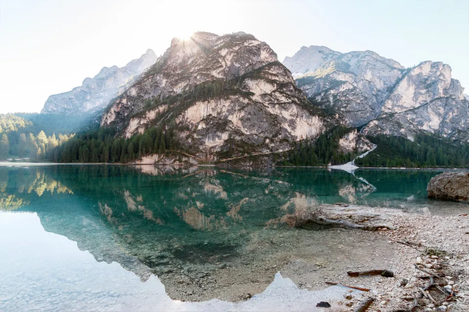 Motiv zidne tapete Jezero za kampiranje u Dolomitima