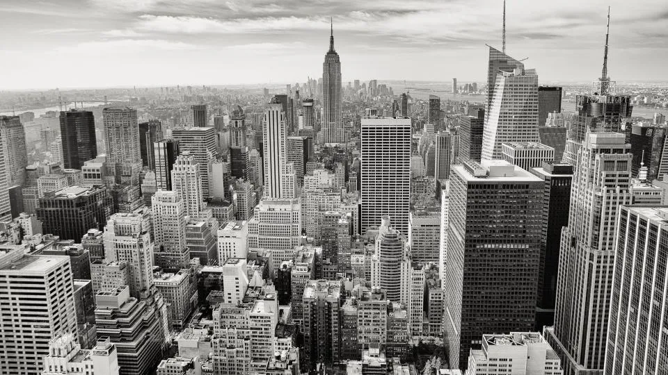 Motiv zidne tapete Crno-bijeli krovovi New Yorka