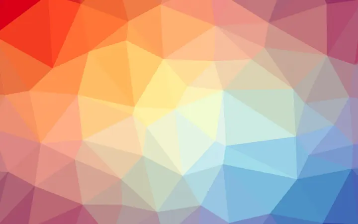Raznobojni geometrijski oblici na plavoj pozadini stvaraju dinamičan i kreativan dojam.