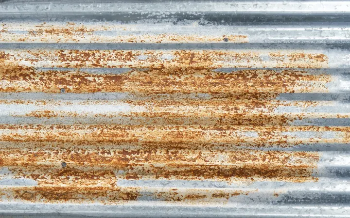 Metalna površina s hrđom i aluminijskim efektom u industrijskom stilu.