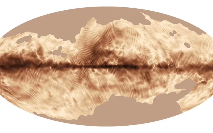 Karta magnetskog polja galaksije izrađena iz polariziranog svjetla s ESA Planck satelita.