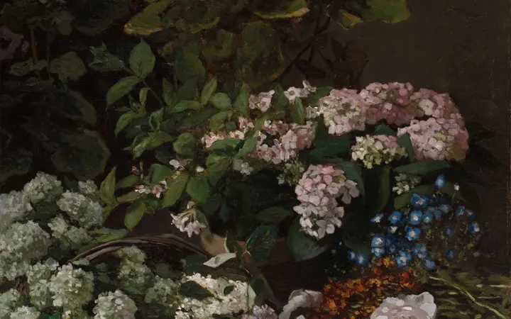 Rano proljetno cvijeće prikazano je u nježnim tonovima s fokusom na prolazne efekte svjetla. oil on canvas — Claude Monet, 1864.
